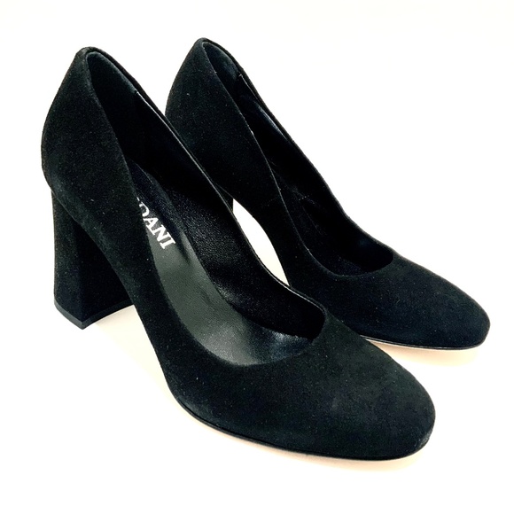 CORDANI Hannette Black Suede Leather Shoes Round Toe  Womens Block Heel Pump 37 - Picture 6 of 11